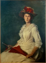 Helene Roederstein mit Schirm